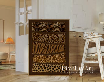 Leopard Pattern Wall Art, Safari Animal Print Decor, Cheetah Tiger Giraffe Pattern Poster, Retro Y2K Fashion Jungle Home Wall Decor, image 3