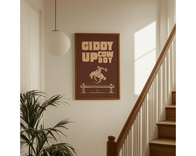 Giddy Up Cowboy Poster, Western Wall Art, Rustic Rodeo…