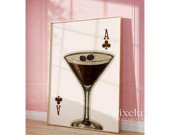 Espresso Martini Art Print, Trendy Martini Print, Cocktail Poster, Bar Cart Poster, Cocktail Print, Aesthetic Espresso Martini Print, image 4