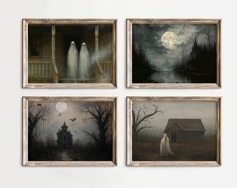 Moody Gothic Halloween Wall Art Bundle Set | Vintage Ghost Prints, Dark Aesthetic Gallery Wall Decor, Gothic Halloween Gallery Posters, image 5