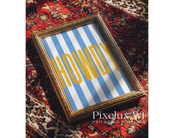 Howdy Print, Stripe Print, Typography Wall Art, Apartment Decor, Bar Cart Decor, Cute Gift for Her, Minimalist Decor, Trendy Western Artwork, image 6