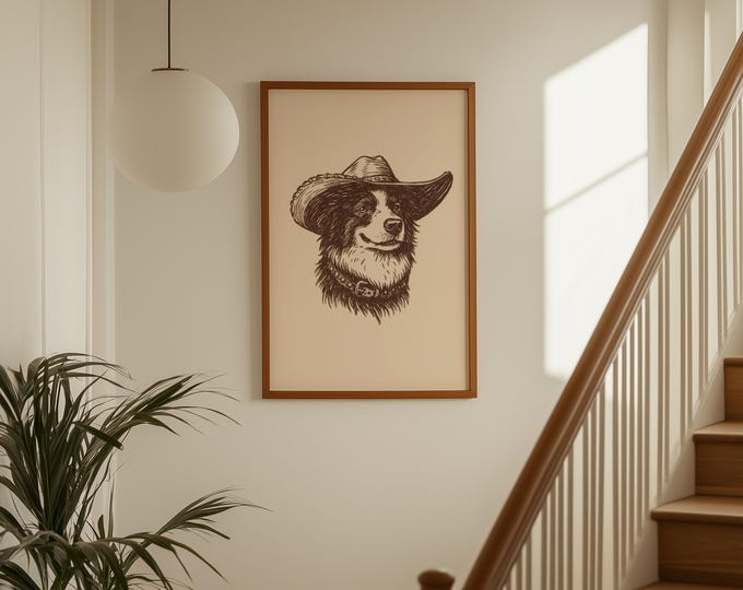 Cowboy Dog Wall Art | Western Country Printable | Rustic…