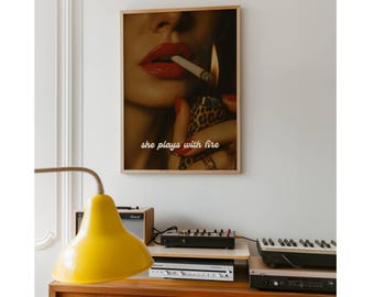 Retro Leopard Wall Art, Vintage Aesthetic Bar Cart Art, Trendy Girly Poster, Apartment Print, Feminine Dorm Room Decor, Y2K Girl Room Print, image 7