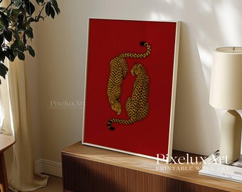 Leopard Wall Art Print, Vintage Cheetah Wall Art, Retro Y2K Aesthetic, Maximalist Leopard Print, Dopamine Decor for Bold Spaces, Retro Print, image 7