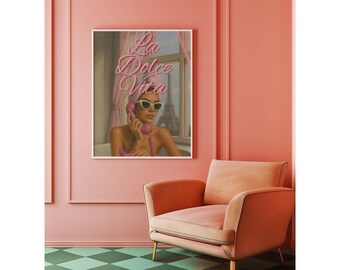 La Dolce Vita Y2k Wall Art Trendy Print, Trendy Collage Apartment Print, Pink Stylish And Cool Girl Aesthetic Art for Teen & Dorm Room, image 7
