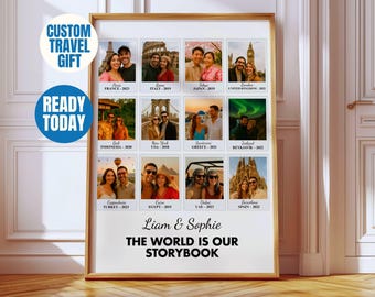 Custom Travel Gifts | Personalized Travel Art, Travel Keepsake Gift, Travel Memories Gift, Custom Travel Poster for Couples, Sentiment Gift, image 1