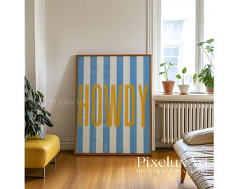 Howdy Print, Stripe Print, Typography Wall Art, Apartment Decor, Bar Cart Decor, Cute Gift for Her, Minimalist Decor, Trendy Western Artwork, image 7