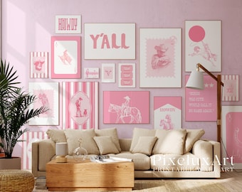 130+ Pink Western Gallery Wall Set – Girly Cowgirl Wall Art, Girly Cowgirl Wall Art, Retro Rodeo Aesthetic Decor, image 7