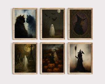 Moody Gothic Halloween Wall Art Bundle Set | Vintage Ghost Prints, Dark Aesthetic Gallery Wall Decor, Gothic Halloween Gallery Posters, image 4