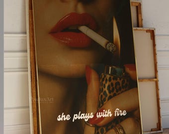 Retro Leopard Wall Art, Vintage Aesthetic Bar Cart Art, Trendy Girly Poster, Apartment Print, Feminine Dorm Room Decor, Y2K Girl Room Print, image 5