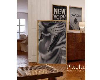 Set of 6 Trendy Black and White Gallery Wall Art, Aesthetic Chic Apartment Decor, Trendy Leopard, Modern Gallery Print, Stylish Y2K Wall Art, image 7