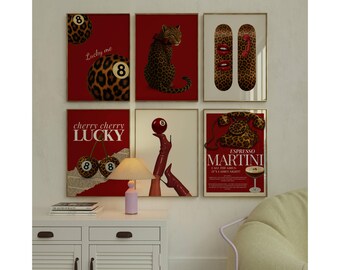 Retro Girly Wall Art Set – 6 Trendy Posters, Y2K Fashion Decor, Trendy Leopard Prints, Aesthetic Dorm & Apartment Decor, Leopard Wall Art, image 9