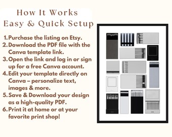 Black & White Matchbook Canva Template • DIY Custom Matches Poster • Personalized Matchbox Digital Download • Editable Matchbook Blank Art, image 6