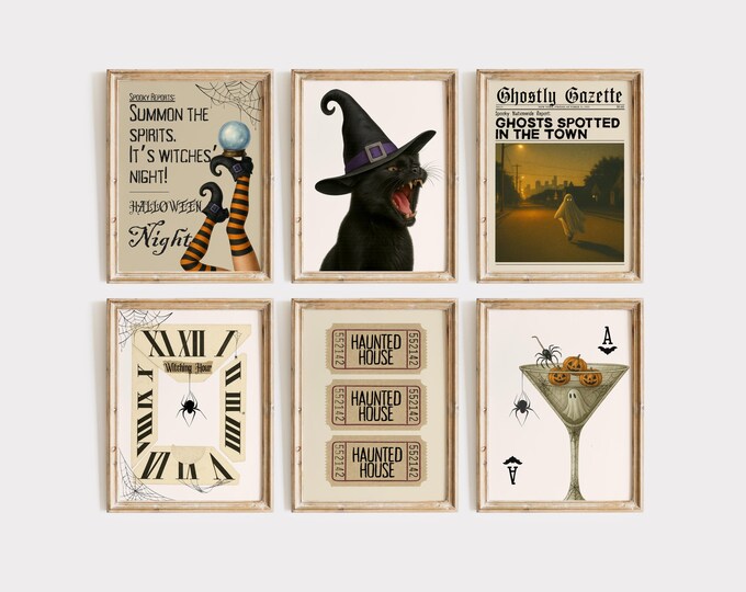 Vintage Halloween Poster Set of 6 – Ghostly Gazette…