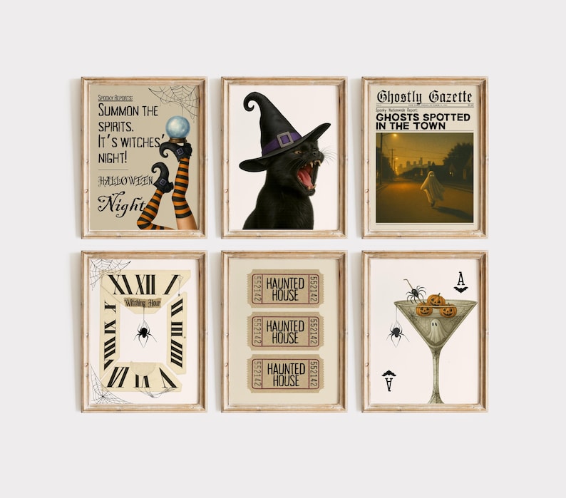 Vintage Halloween Poster Set of 6