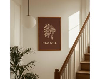 Stay Wild Western Wall Art, Cowboy Rustic Decor, Country Home Print, Ranch Style Poster, Wild West Artwork, Boho Western Room Decor, image 1