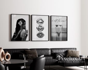Stockholm Style Black & White Gallery Wall Set, Trendy Fashion Poster Bundle, Stylish Y2K Wall Art, Scandinavian Aesthetic Apartment Poster, image 4