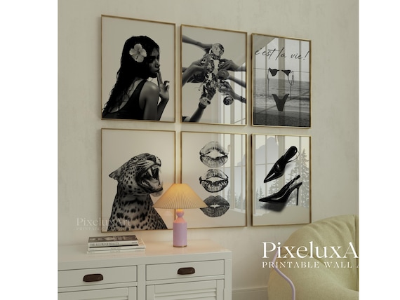 Stockholm Style Black & White Gallery Wall Set, Trendy Fashion