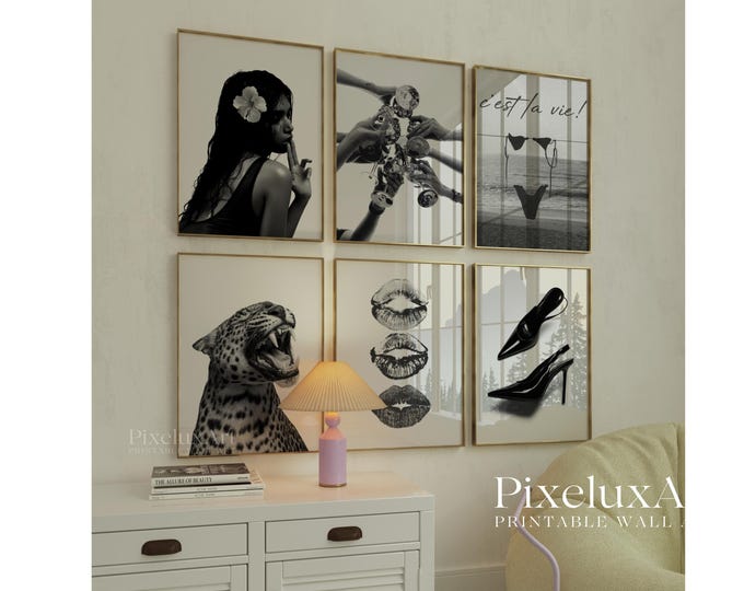 Stockholm Style Black & White Gallery Wall Set, Trendy…