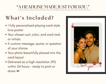 Custom Playing Card Print, Unique Gift Ideas for Couple, Custom Photo Print on Playing Cards, Gift for Him & Her, 1st Anniversary or Wedding, image 7