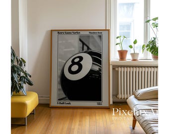 Retro Lucky 8 Ball Print, Pool Ball, Collage Wall Art, Game Room Print, Trendy Retro Bar Cart Print, Retro 70s Poster, Trendy Wall Art,, image 8