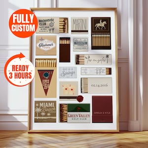 Custom Matchbook Poster – Personalized Matchbox Art, Matchbook Anniversary Gift, Vintage Matchbook Print, Digital Matches Print, Unique Gift