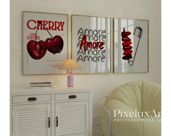 Red & Black Fashion Gallery Wall Art, Set of 6 Aesthetic Chic Apartment Decor, Trendy Fashion Collage Print, Stylish Y2K Wall Art, image 4
