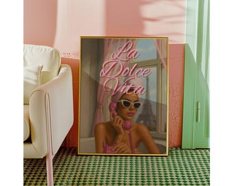 La Dolce Vita Y2k Wall Art Trendy Print, Trendy Collage Apartment Print, Pink Stylish And Cool Girl Aesthetic Art for Teen & Dorm Room, image 6