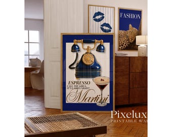 Navy Blue Leopard Wall Art Set – 6 Trendy Posters, Y2K Fashion Decor, Trendy Leopard Print, Aesthetic Navy Apartment Decor, Leopard Wall Art, image 5