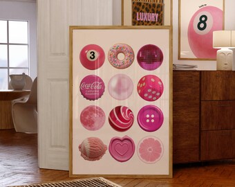 Pink Pop Collage Print, Y2K Wall Art, Coquette Aesthetic Decor, Girly Wall Art, Dorm Room & Teen Girl Gallery Wall Print, Trendy Wall Art, image 1