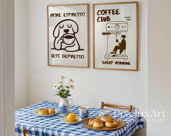 Set Of 3 Club Coffee Wall Art, Retro Coffee Poster, Coffee Cart Print, Coffee Station Decor, Coffee Lover Art, Coffee Bar Print Art, image 4