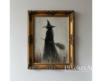 Halloween Wall Art Set of 6 – Vintage Witch, Ghost, Pumpkin & Skeleton Prints | Spooky Gothic Dark Academia Rustic Fall Decor Bundle, image 6
