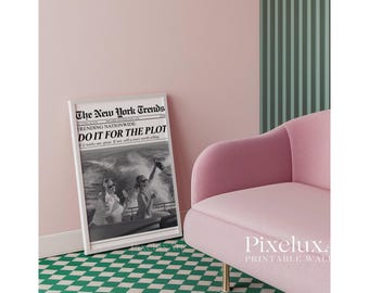 Set of 6 Trendy Newspaper Print – Girly Newspaper Poster, Decorative Newspaper Art Print, Black & White Newspaper Prints, Newspaper Wall Art, image 6