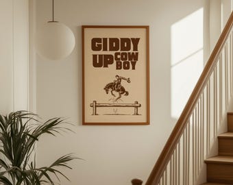 Giddy Up Cowboy Poster – Western Boys Wall Art, Rodeo Ranch Decor, Wild West Country Print, Cowboy Nursery Artwork, Rustic Farmhouse Wall, image 1