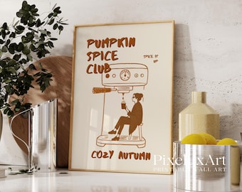 Pumpkin Spice Latte Art Print: Cozy Fall Kitchen Decor (Digital Download, image 1