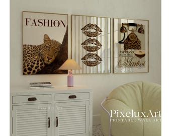 Retro Leopard Wall Art Set – 6 Trendy Posters, Y2K Fashion Poster, Trendy Leopard Print, Aesthetic Dorm & Apartment Decor, Leopard Wall Art, image 5