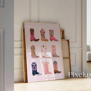 Cowgirl Boots Print, Prints Wall Art Cowgirl, Preppy Art Poster, Western Cowgirl Boot, Long Live Cowgirl, Trendy Cowgirl, Western Wall Decor