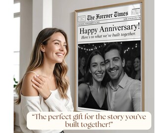 Couples Anniversary Newspaper Poster • Canva Template Newspaper • DIY Newspaper Print for 1st Anniversary Gift, Valentine's Day, Him, Her, image 6