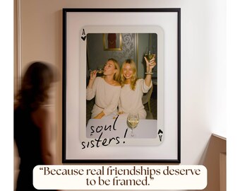 Custom Playing Card Poster, Custom Photo Print, Best Friend Photo Print, Custom Playing Card Art, Friendship Portrait , Soul Sister Gift, image 3