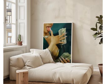 Woman with Money Poster | Y2K Glam Feminine Power Aesthetic Print, High Fashion Empowered Woman Art, Rich Girl Decor | Baddie Poster, image 4