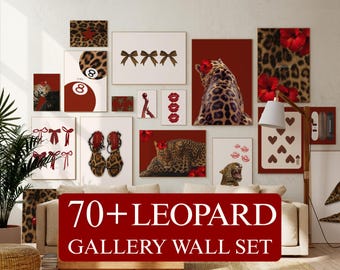70+ Red Gallery Leopard Wall Art Set – Printable Chic Red Leopard Gallery, Bold Glam Decor, Wild & Feminine Wall Art, Y2K Fashion Decor
