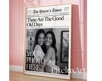 Custom Newspaper Print for Best Friends, Personalized Good Old Days Poster, College Dorm Roommates Wall Art, Custom Photo Print for Bff Gift, image 11