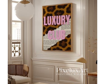 Luxury Club Leopard Print, Pink Girly Wall Art, Preppy Dorm Decor, Trendy Aesthetic Print, Retro Collage Y2K Apartment Decor, Funky Wall Art, image 10
