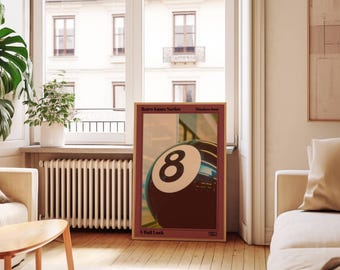 Retro Lucky 8 Ball Print, Pool Ball, Collage Wall Art, Game Room Print, Trendy Retro Bar Cart Print, Retro 70s Poster, Trendy Wall Art,, image 9