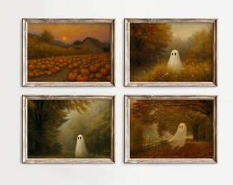 Fall & Halloween Wall Art Mega Bundle | Cozy Autumn Ghost Prints | Halloween TV Art Set | Fall Frame TV Art | Vintage Fall Wall Decor, image 5
