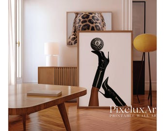 Bottoms Up Boot Print – Retro 8 Ball Poster, Funky Black and White Wall Art, Y2K Aesthetic Black Fashion Decor, Trendy Girly Dorm Room Print, image 7