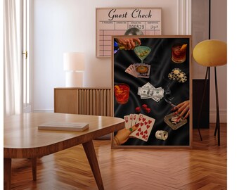 Vintage Playing Cards Wall Art, Retro Poker Night Print, Funky  Playing Cards Print, Retro Girly Trendy Poster, Cards & Drinks Poster, image 5