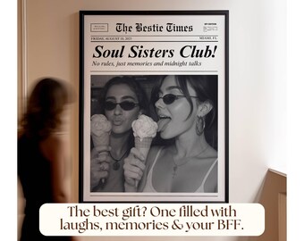 Custom Newspaper Print – Best Friend Poster, Custom Bestie Gift, Trendy Newspaper Art, Customize Newspaper for Best Friends, Girl Dorm Room, image 3