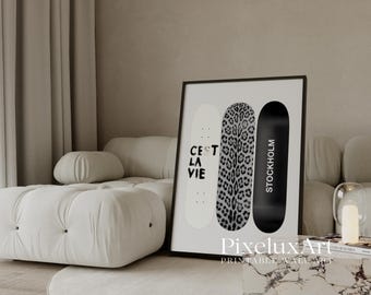 Stockholm Style Wall Art Set, Black and White Fashion Poster Trio, C’est La Vie Print Bundle, Modern Scandinavian Decor, image 7
