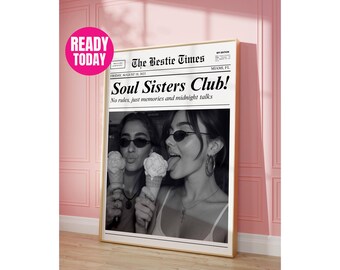 Custom Newspaper Print – Best Friend Poster, Custom Bestie Gift, Trendy Newspaper Art, Customize Newspaper for Best Friends, Girl Dorm Room, image 1